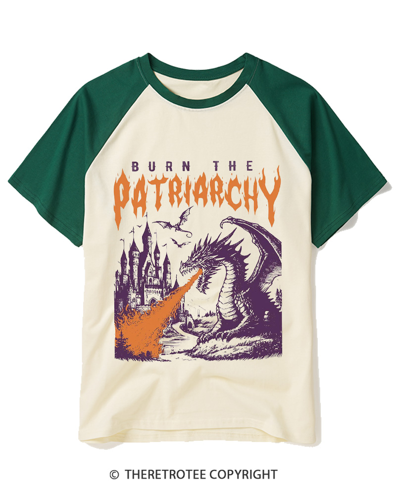 TheRetroTee Vintage 90s Feminism Dragon 1970s Raglan Baseball T-Shirt