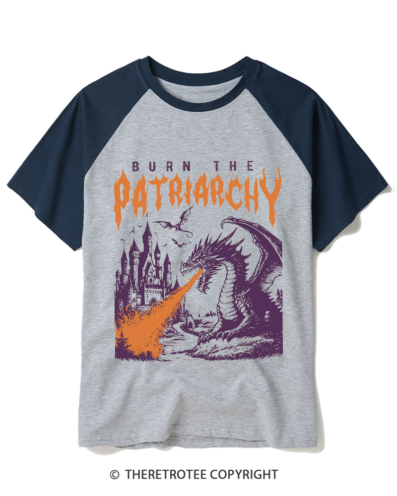 TheRetroTee Vintage 90s Feminism Dragon 1970s Raglan Baseball T-Shirt