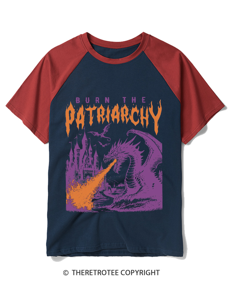TheRetroTee Vintage 90s Feminism Dragon 1970s Raglan Baseball T-Shirt