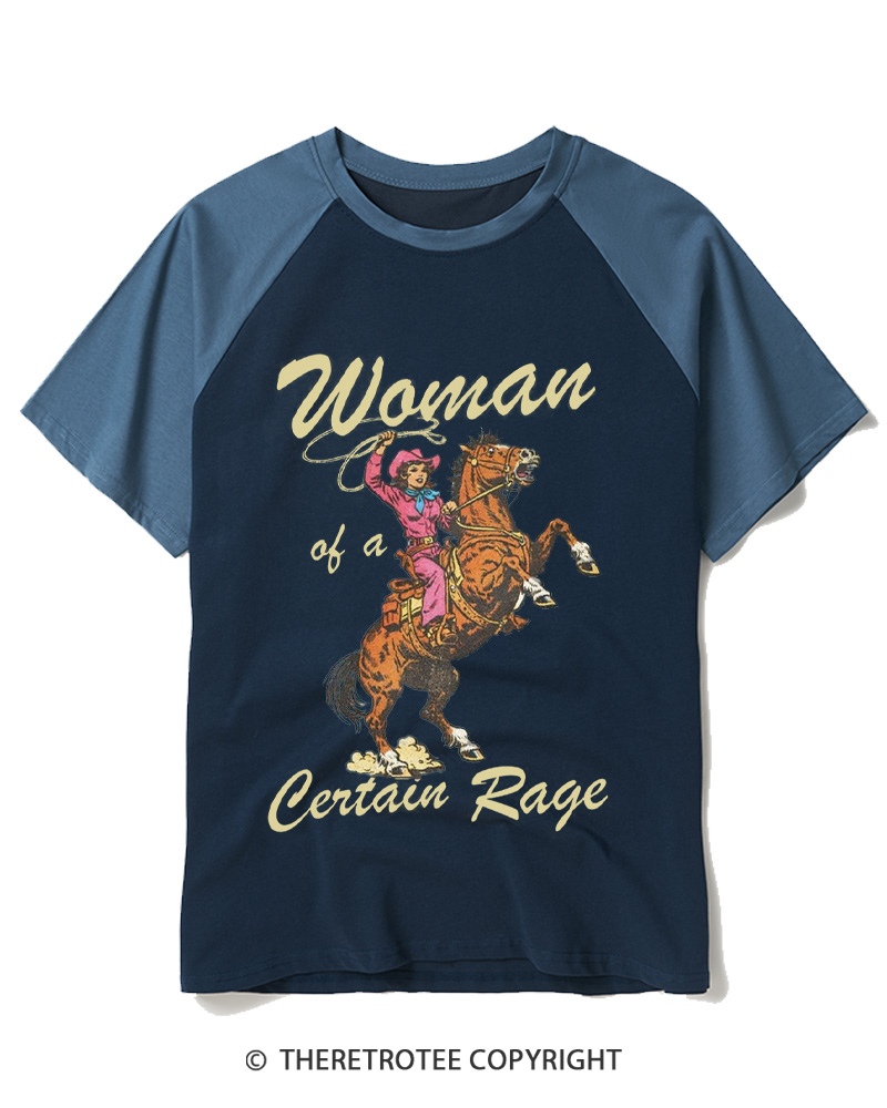 TheRetroTee Woman Of A Certain Rage 1970s Raglan Baseball T-Shirt