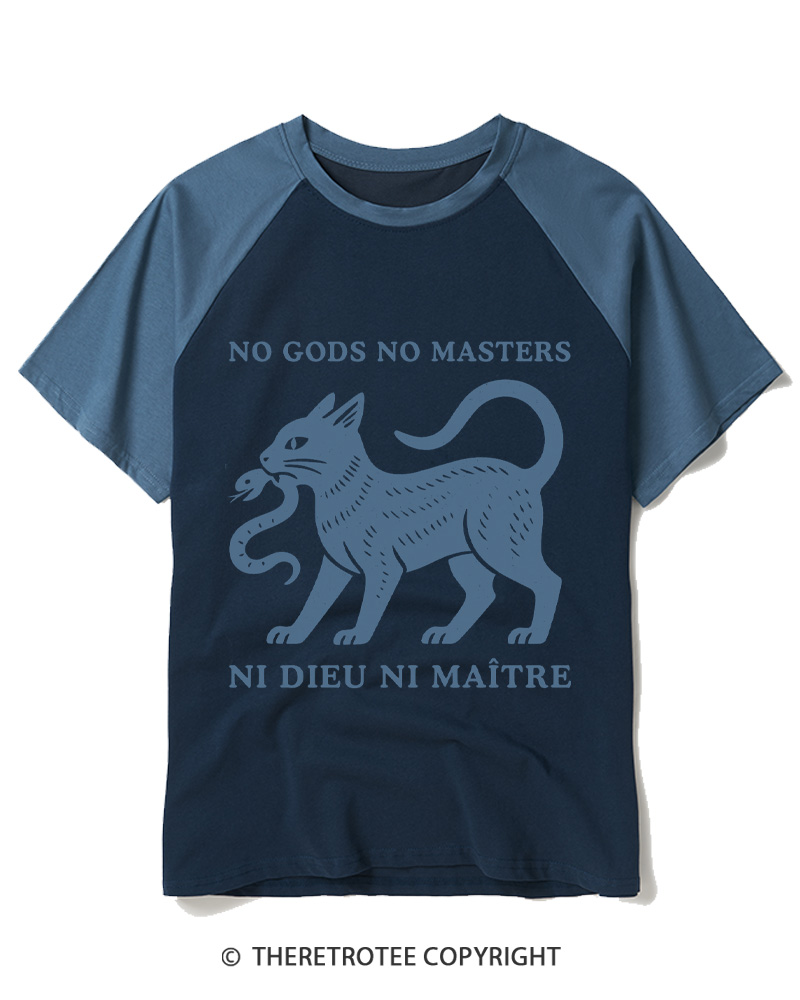 TheRetroTee No Gods No Masters Raglan Baseball T-Shirt