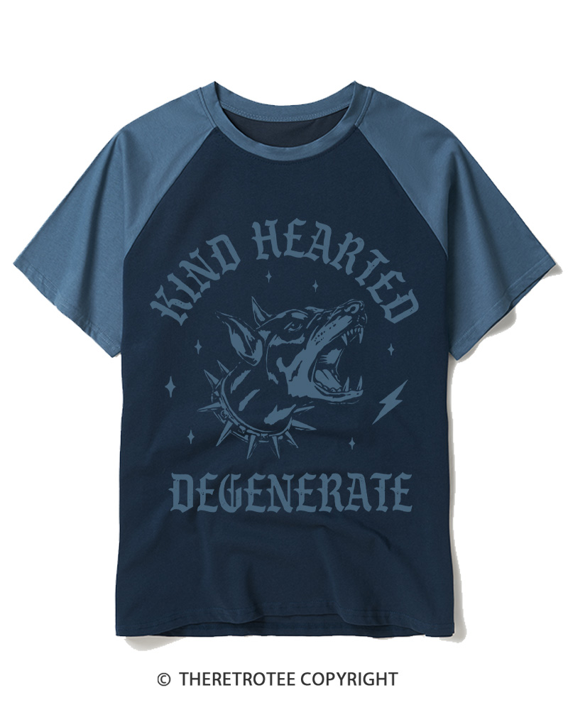 TheRetroTee Kind Hearted Degenerate 1970s Raglan Baseball T-Shirt