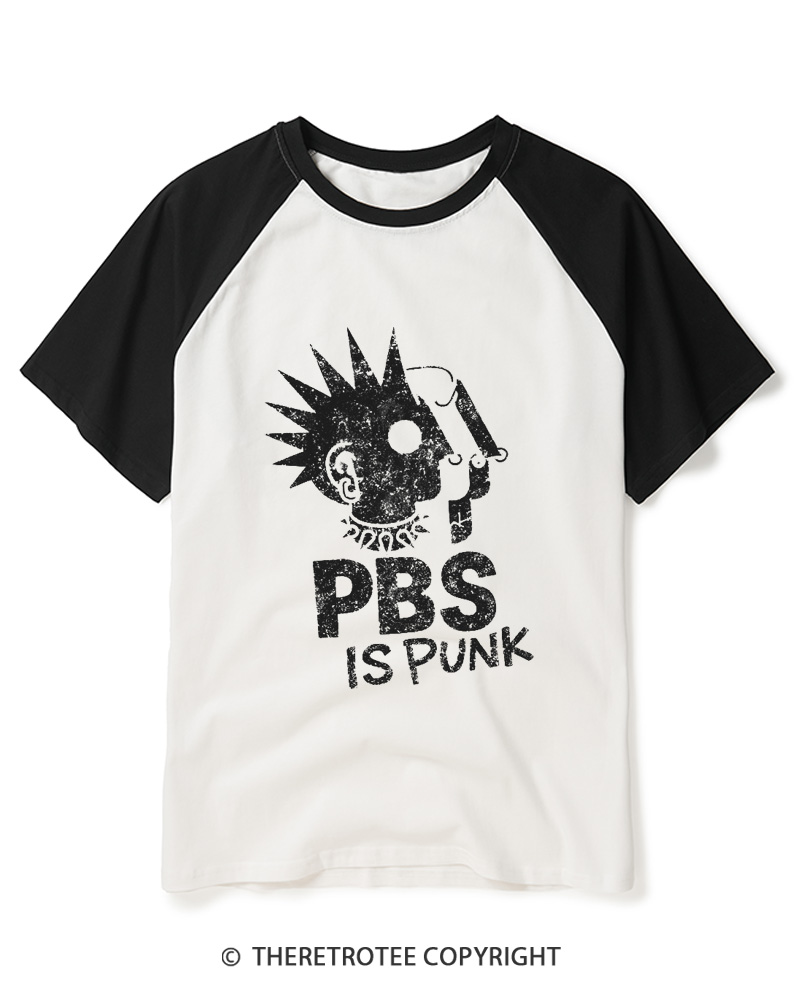 TheRetroTee PBS Is Punk 1970s Raglan Baseball T-Shirt