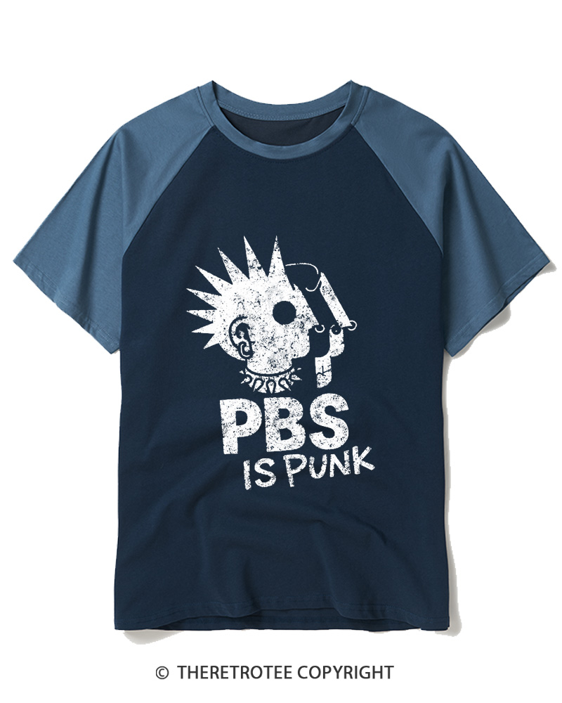 TheRetroTee PBS Is Punk 1970s Raglan Baseball T-Shirt