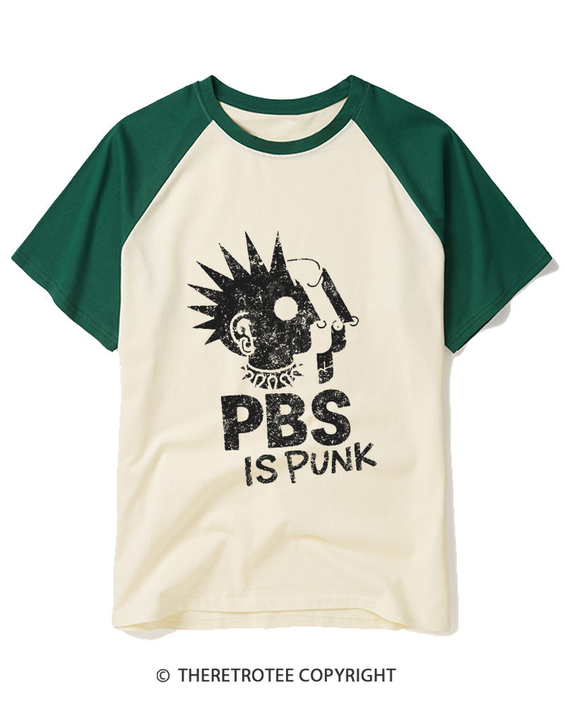TheRetroTee PBS Is Punk 1970s Raglan Baseball T-Shirt