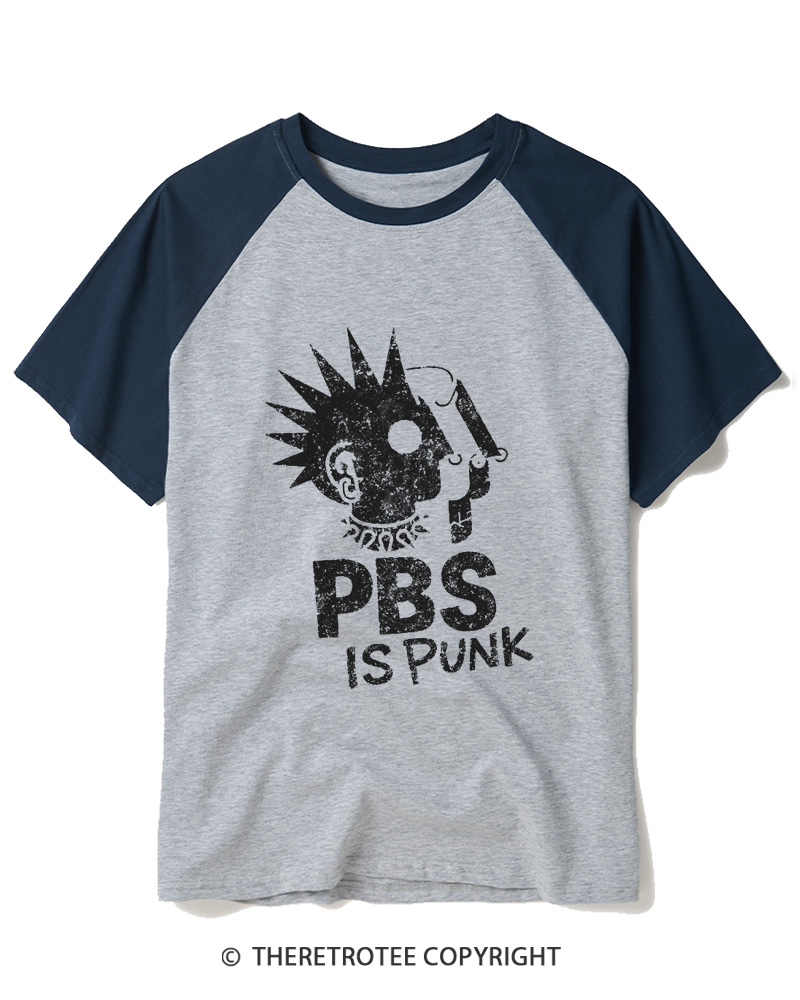 TheRetroTee PBS Is Punk 1970s Raglan Baseball T-Shirt