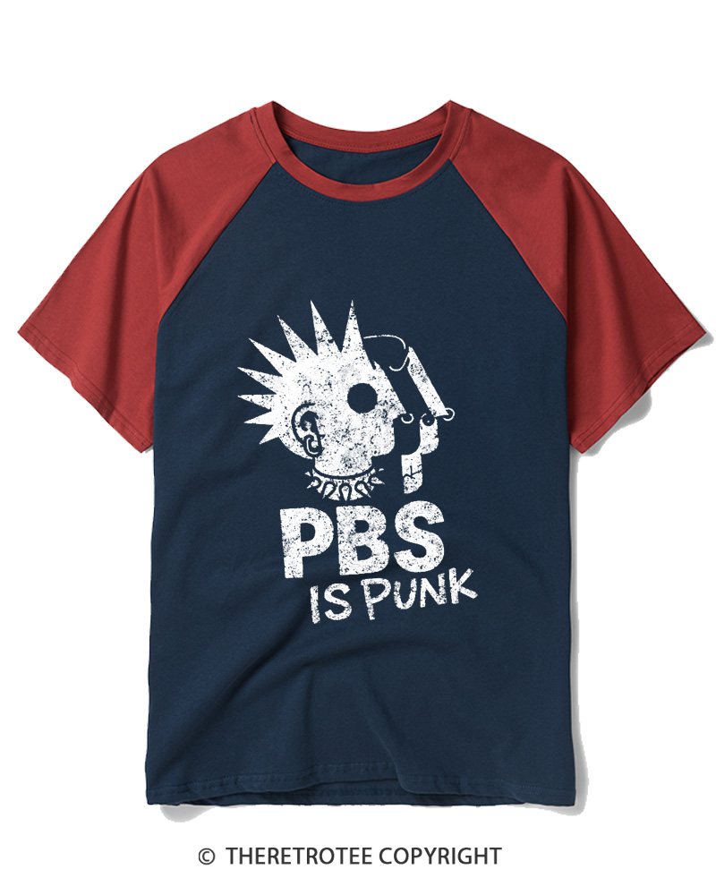 TheRetroTee PBS Is Punk 1970s Raglan Baseball T-Shirt