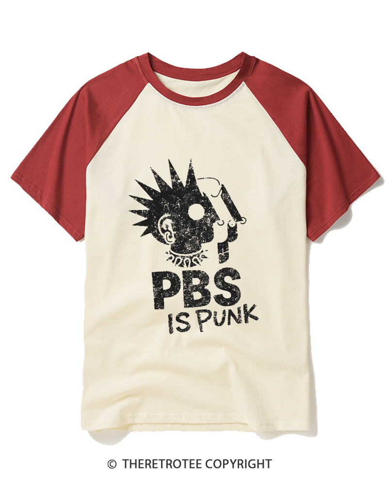 TheRetroTee PBS Is Punk 1970s Raglan Baseball T-Shirt