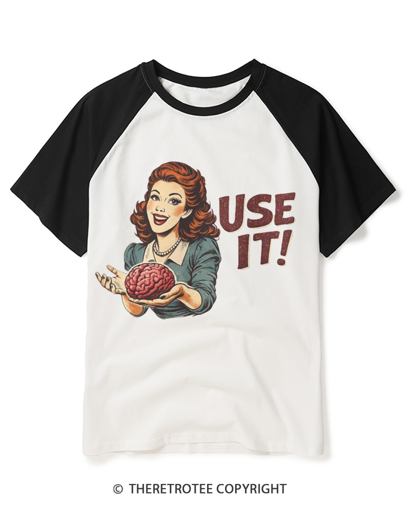 TheRetroTee Use It 1950s Raglan Baseball T-Shirt