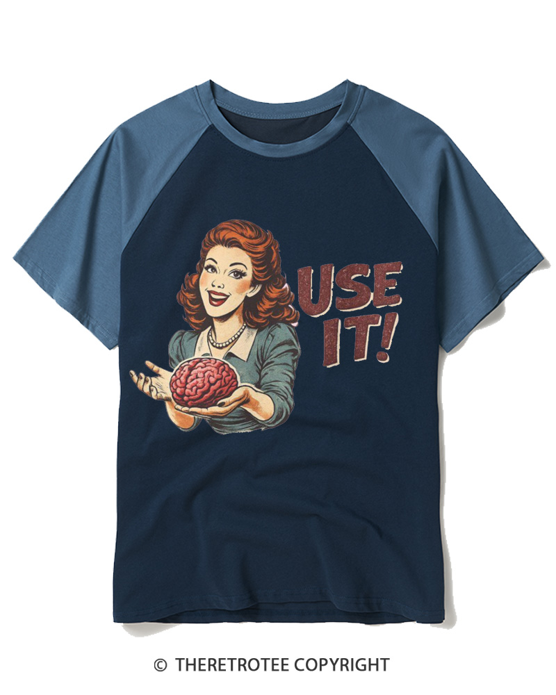 TheRetroTee Use It 1950s Raglan Baseball T-Shirt