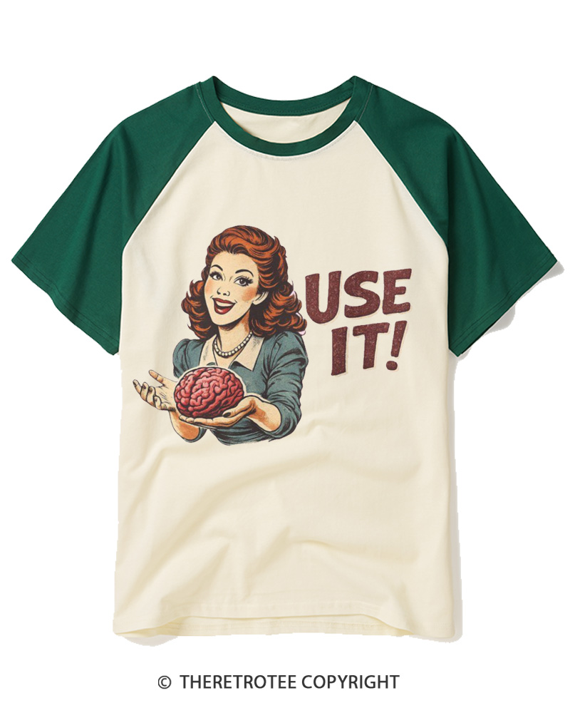 TheRetroTee Use It 1950s Raglan Baseball T-Shirt