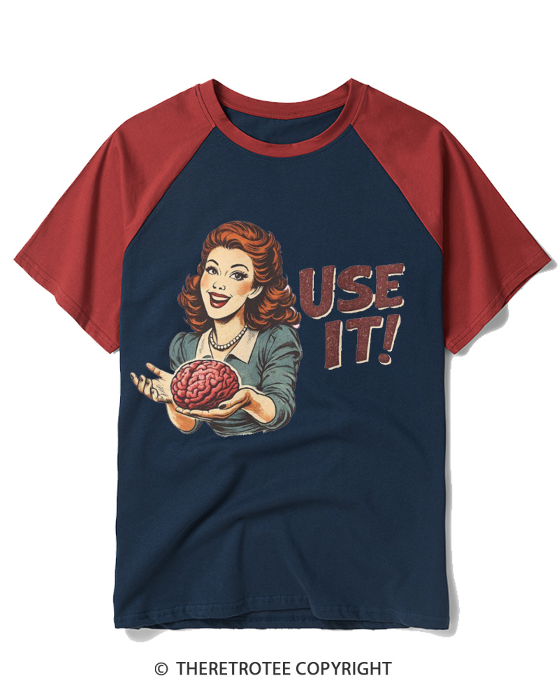 TheRetroTee Use It 1950s Raglan Baseball T-Shirt