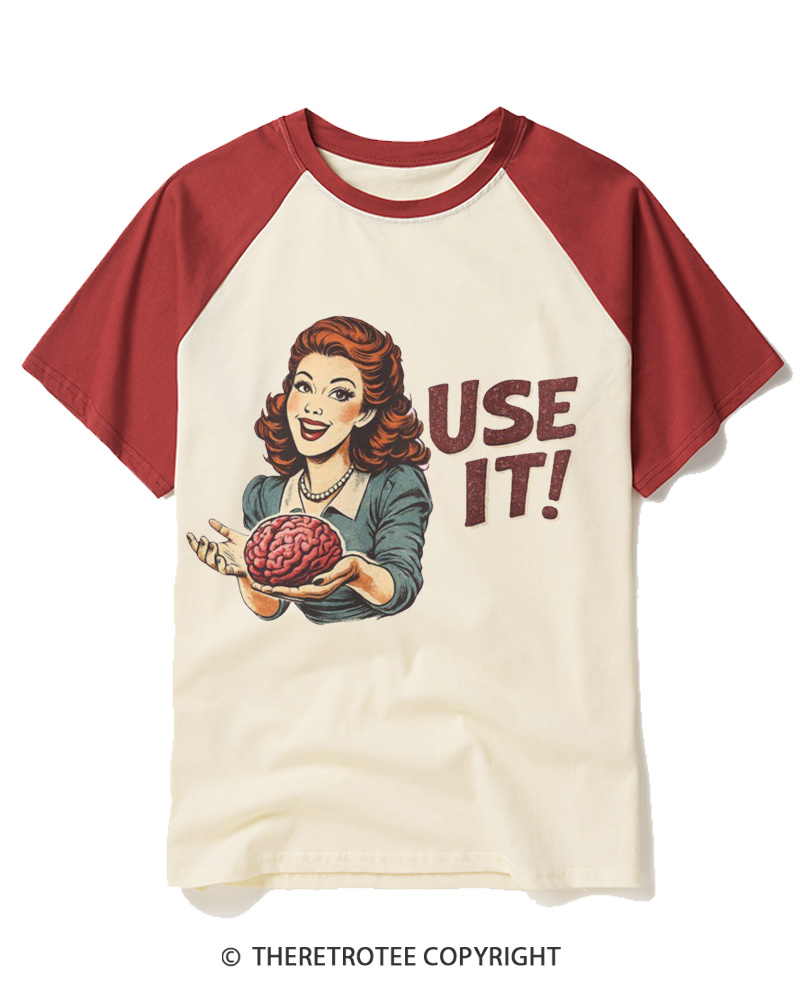 TheRetroTee Use It 1950s Raglan Baseball T-Shirt