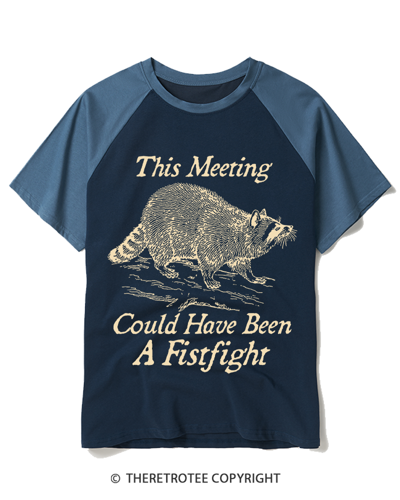 TheRetroTee This Meeting Could Have Been A Fistfight 1970s Raglan Baseball T-Shirt