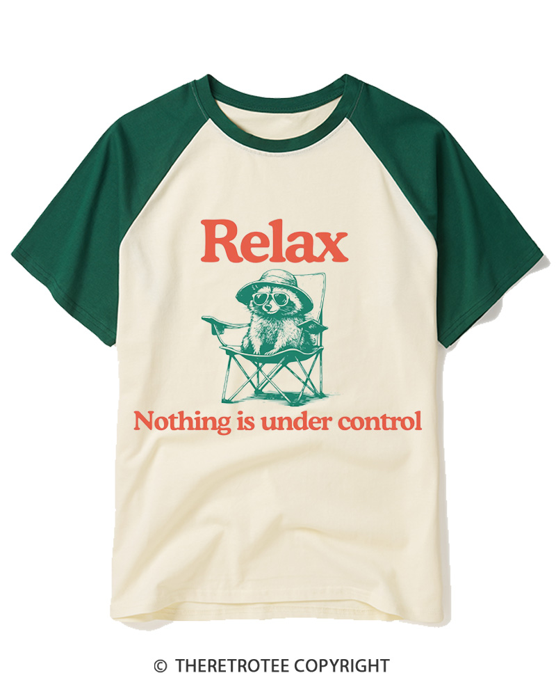 TheRetroTee Chill Raccoon Vintage 1990s Raglan Baseball T-Shirt