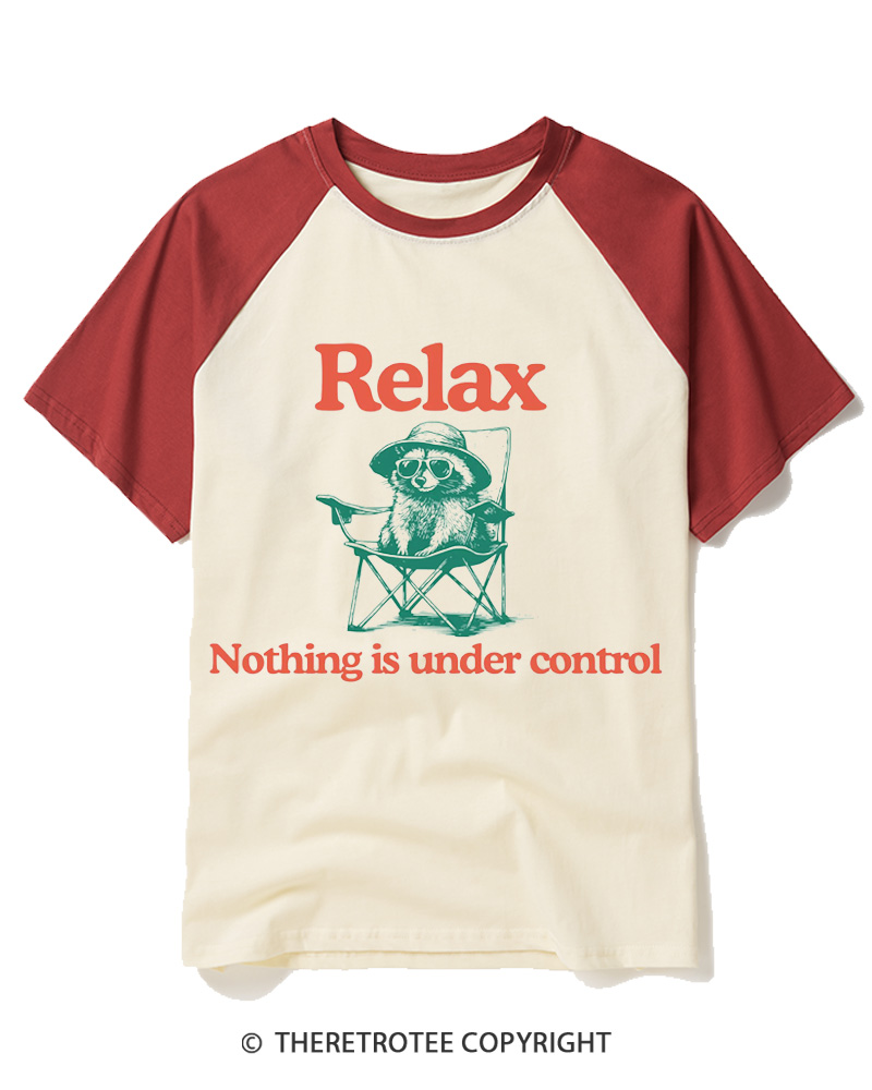 TheRetroTee Chill Raccoon Vintage 1990s Raglan Baseball T-Shirt