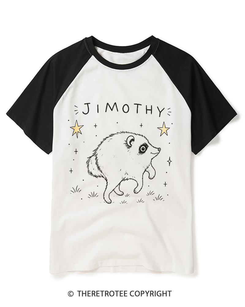 TheRetroTee Hot Jimothy Summer Raccoon Raglan Baseball T-Shirt