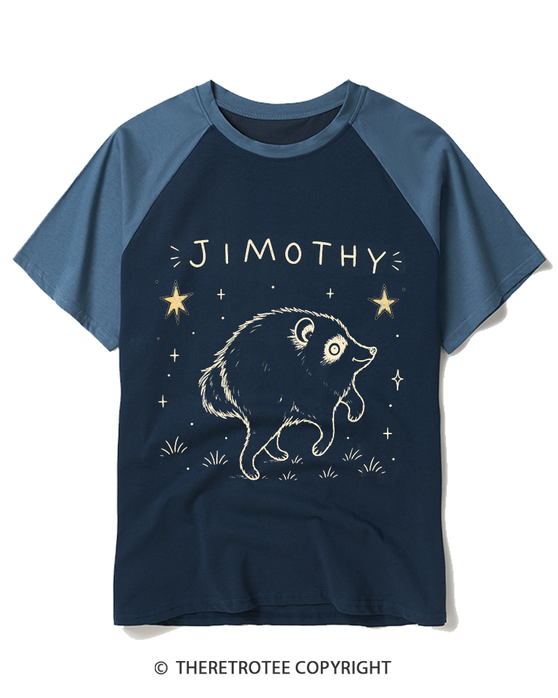 TheRetroTee Hot Jimothy Summer Raccoon Raglan Baseball T-Shirt