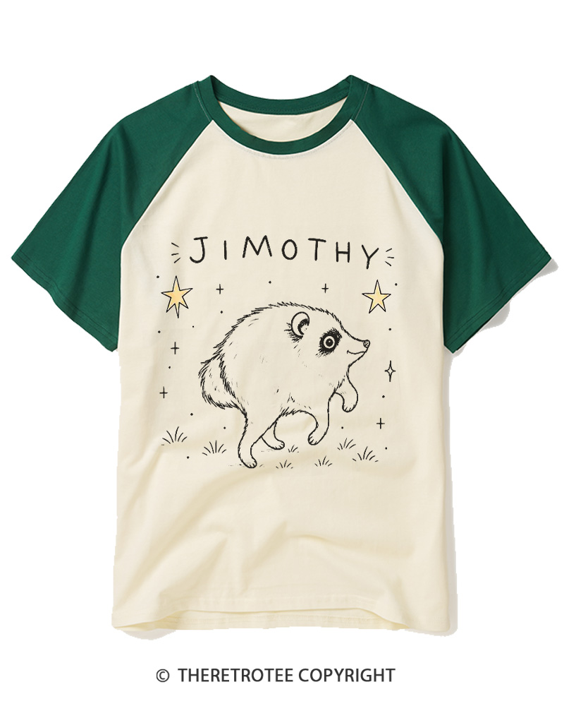 TheRetroTee Hot Jimothy Summer Raccoon Raglan Baseball T-Shirt