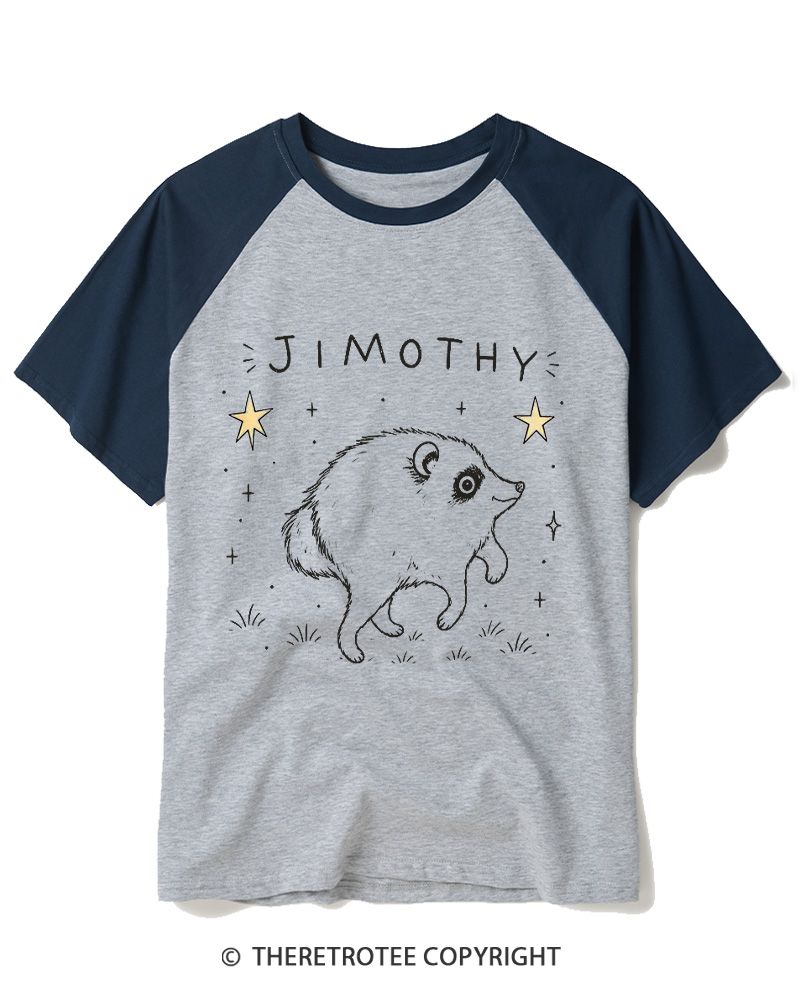 TheRetroTee Hot Jimothy Summer Raccoon Raglan Baseball T-Shirt
