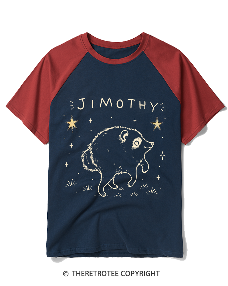 TheRetroTee Hot Jimothy Summer Raccoon Raglan Baseball T-Shirt