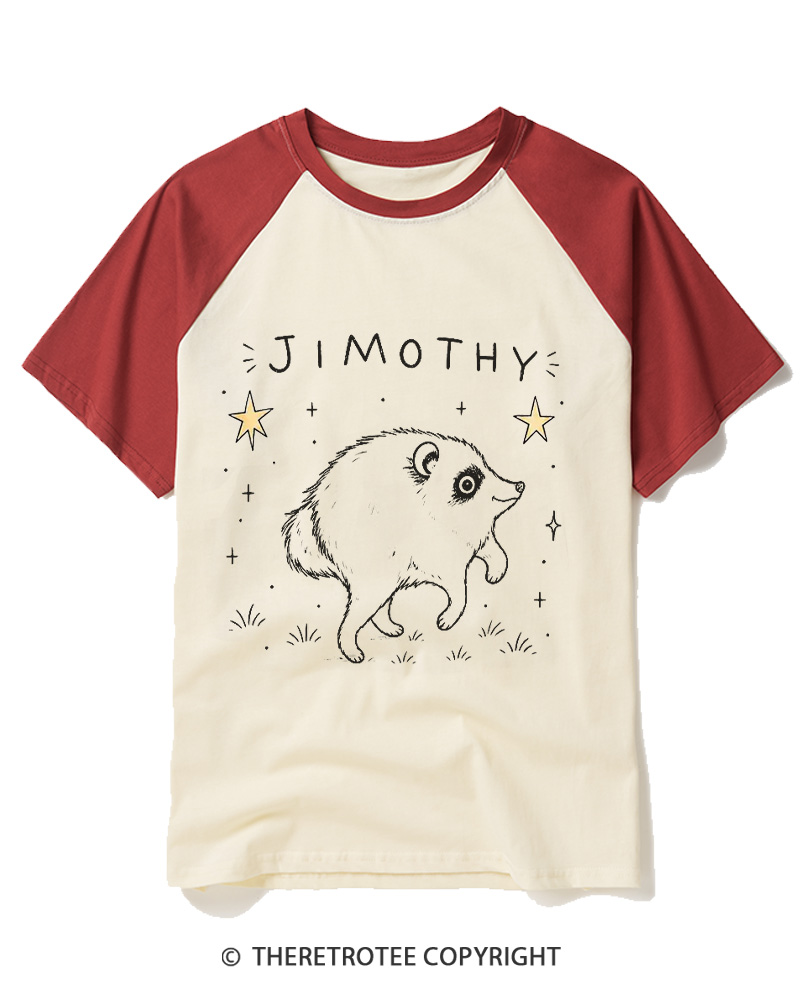 TheRetroTee Hot Jimothy Summer Raccoon Raglan Baseball T-Shirt
