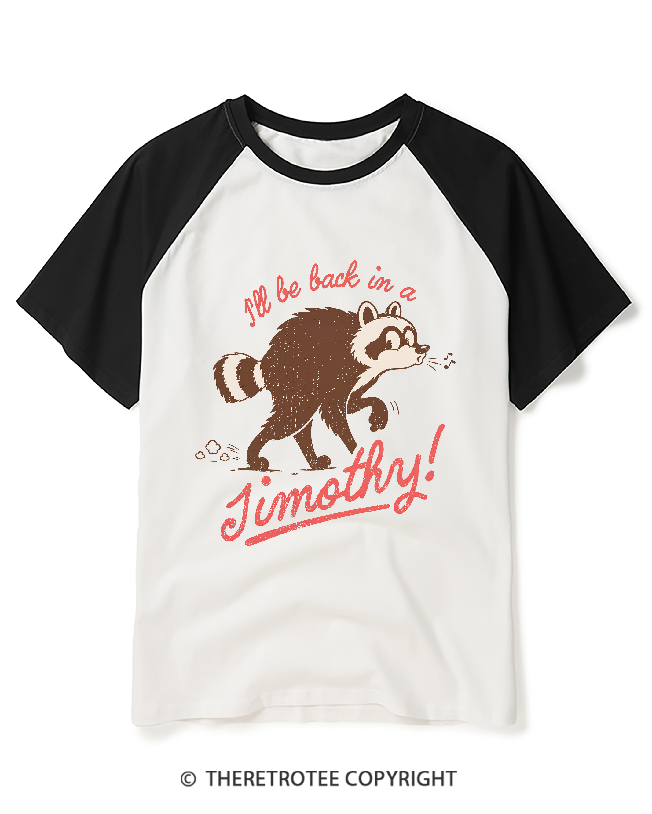 TheRetroTee Famous Seattle Raccoon Raglan Baseball T-Shirt