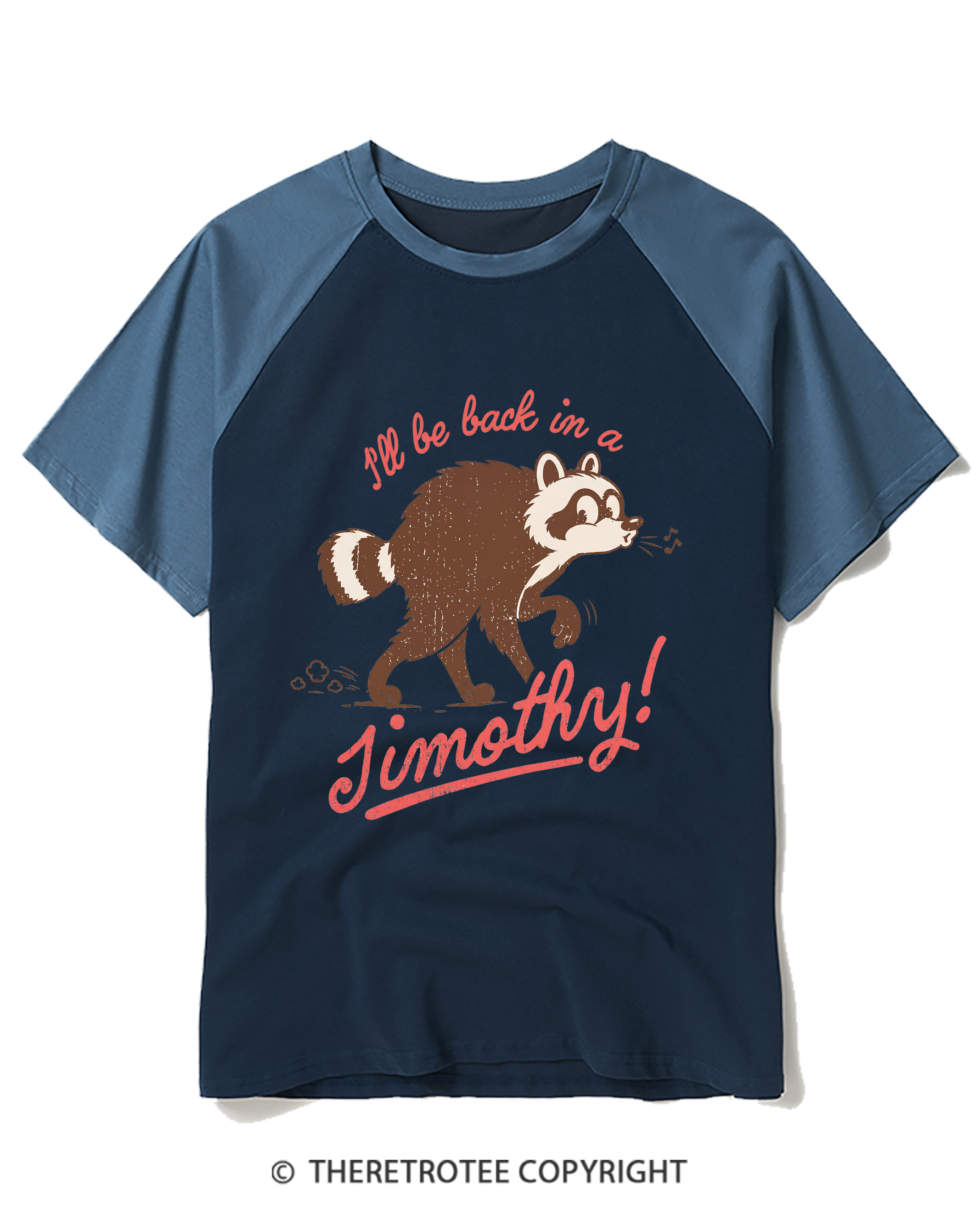 TheRetroTee Famous Seattle Raccoon Raglan Baseball T-Shirt
