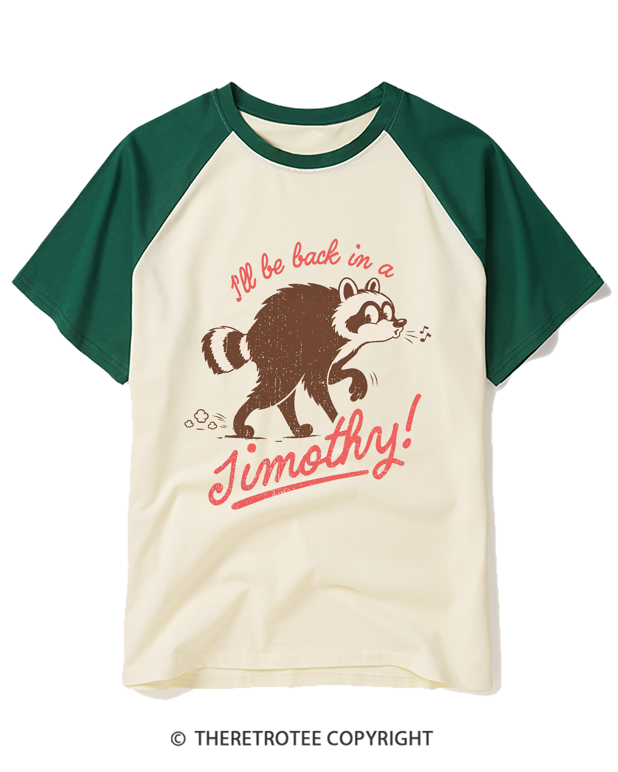 TheRetroTee Famous Seattle Raccoon Raglan Baseball T-Shirt