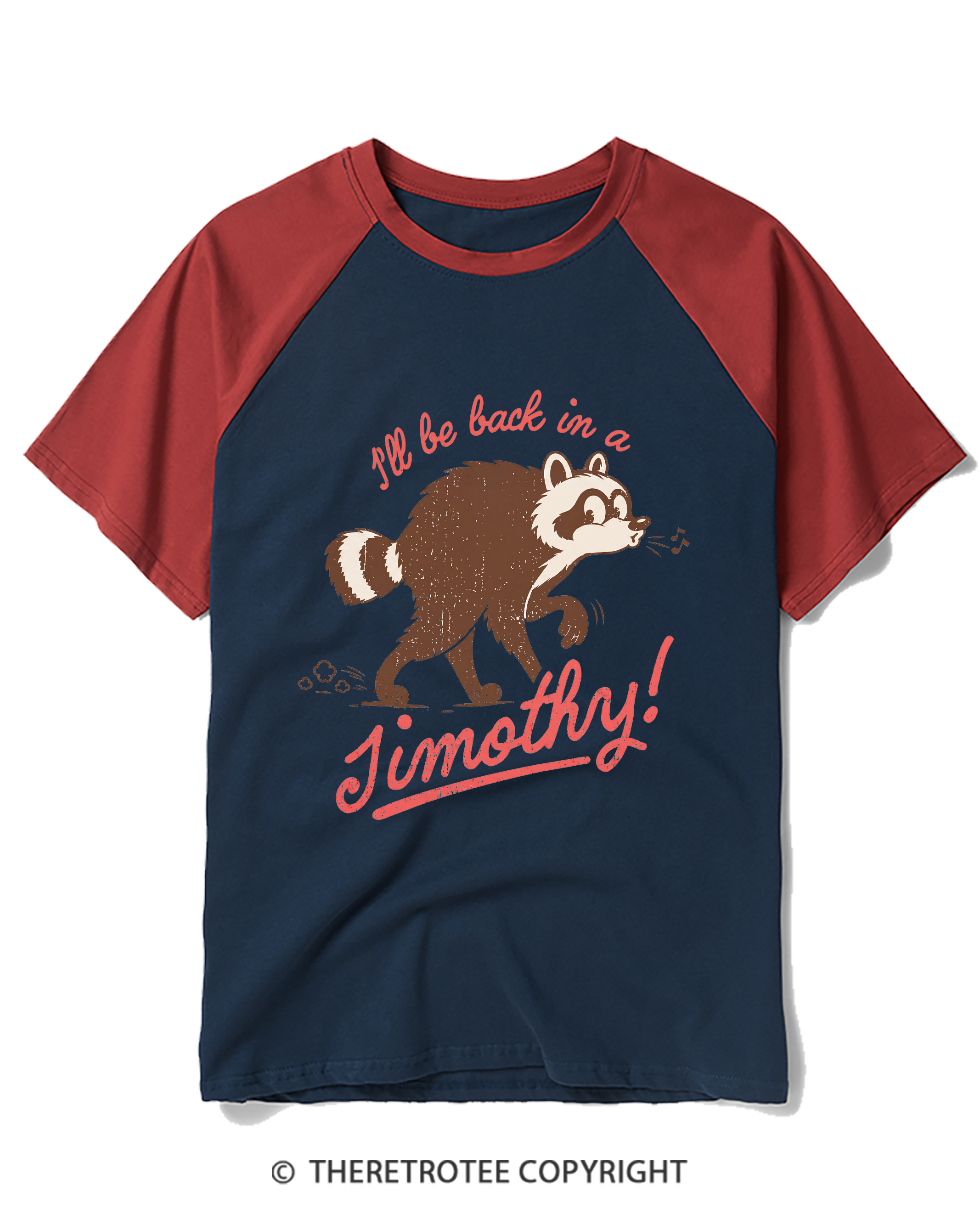 TheRetroTee Famous Seattle Raccoon Raglan Baseball T-Shirt