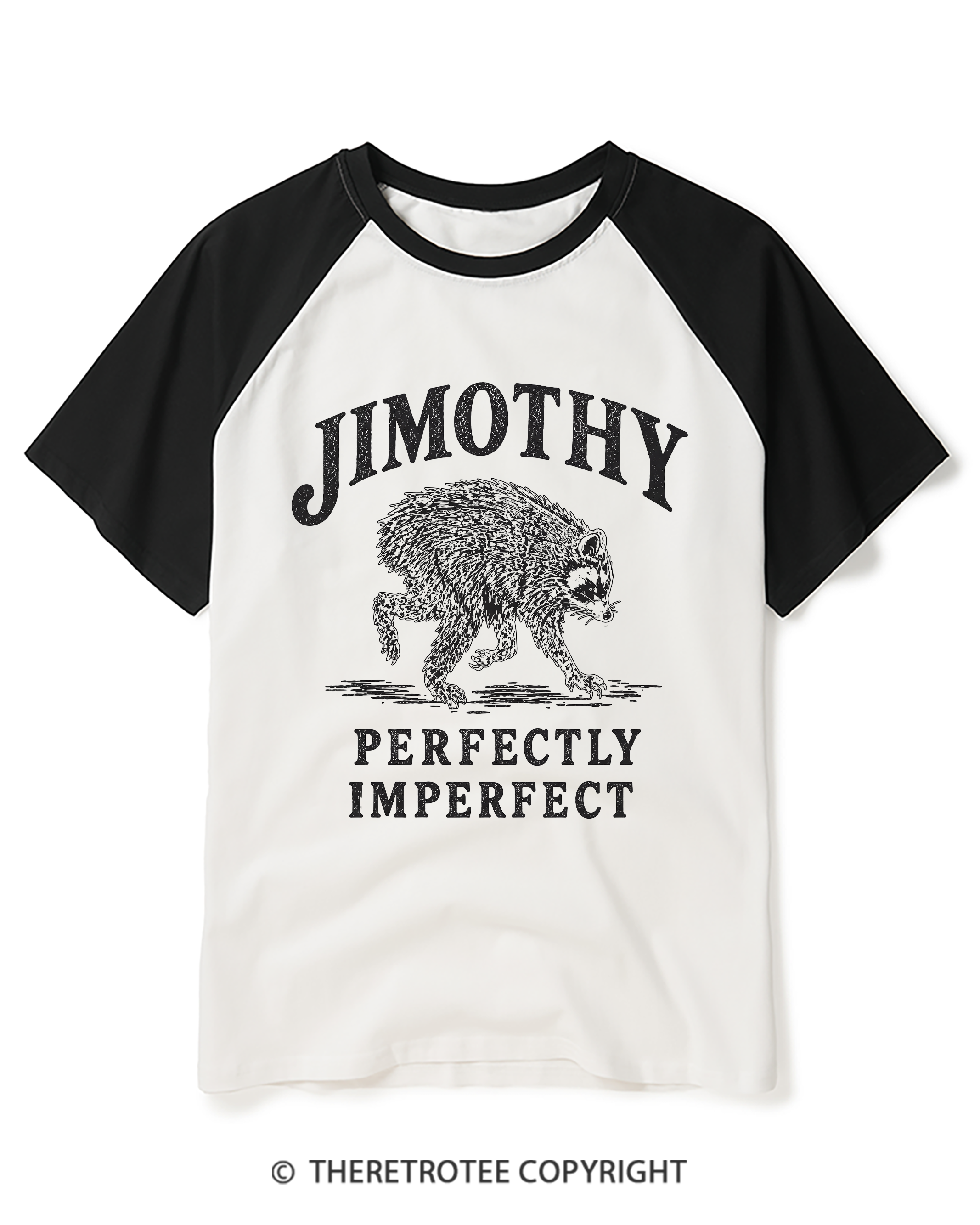 TheRetroTee Famous Seattle Raccoon Raglan Baseball T-Shirt