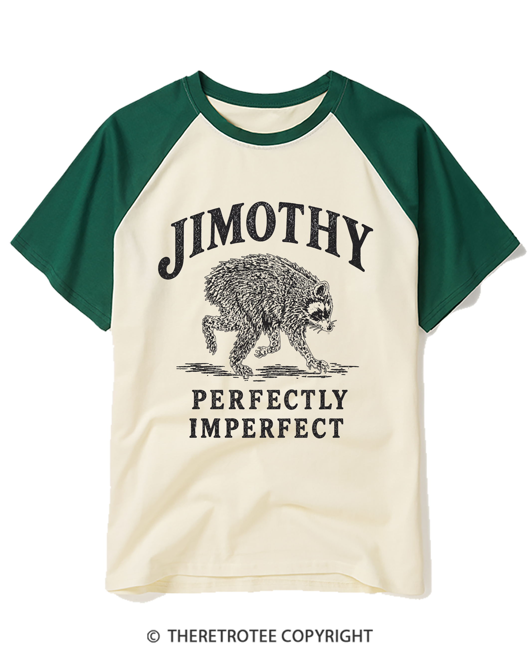 TheRetroTee Famous Seattle Raccoon Raglan Baseball T-Shirt
