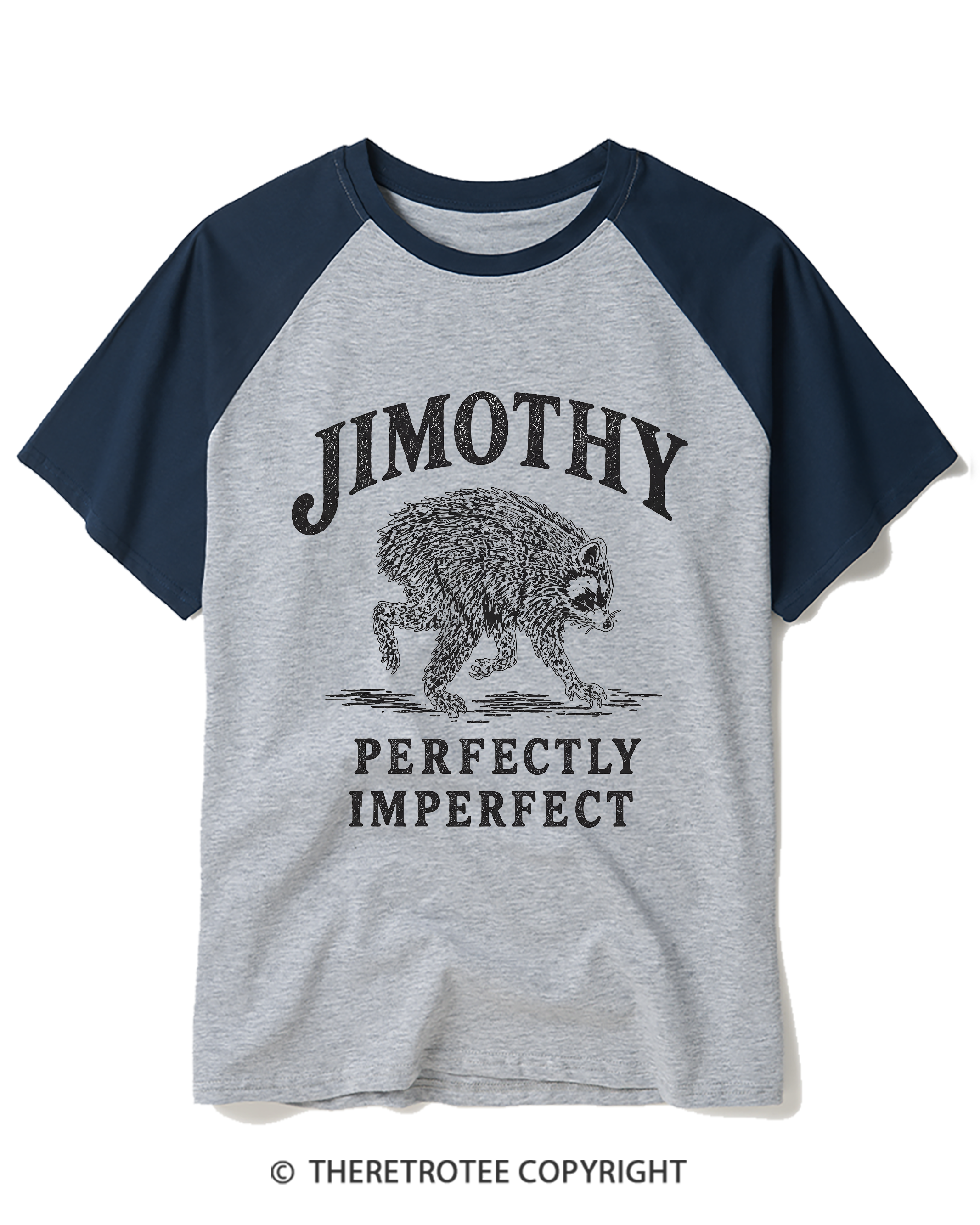 TheRetroTee Famous Seattle Raccoon Raglan Baseball T-Shirt