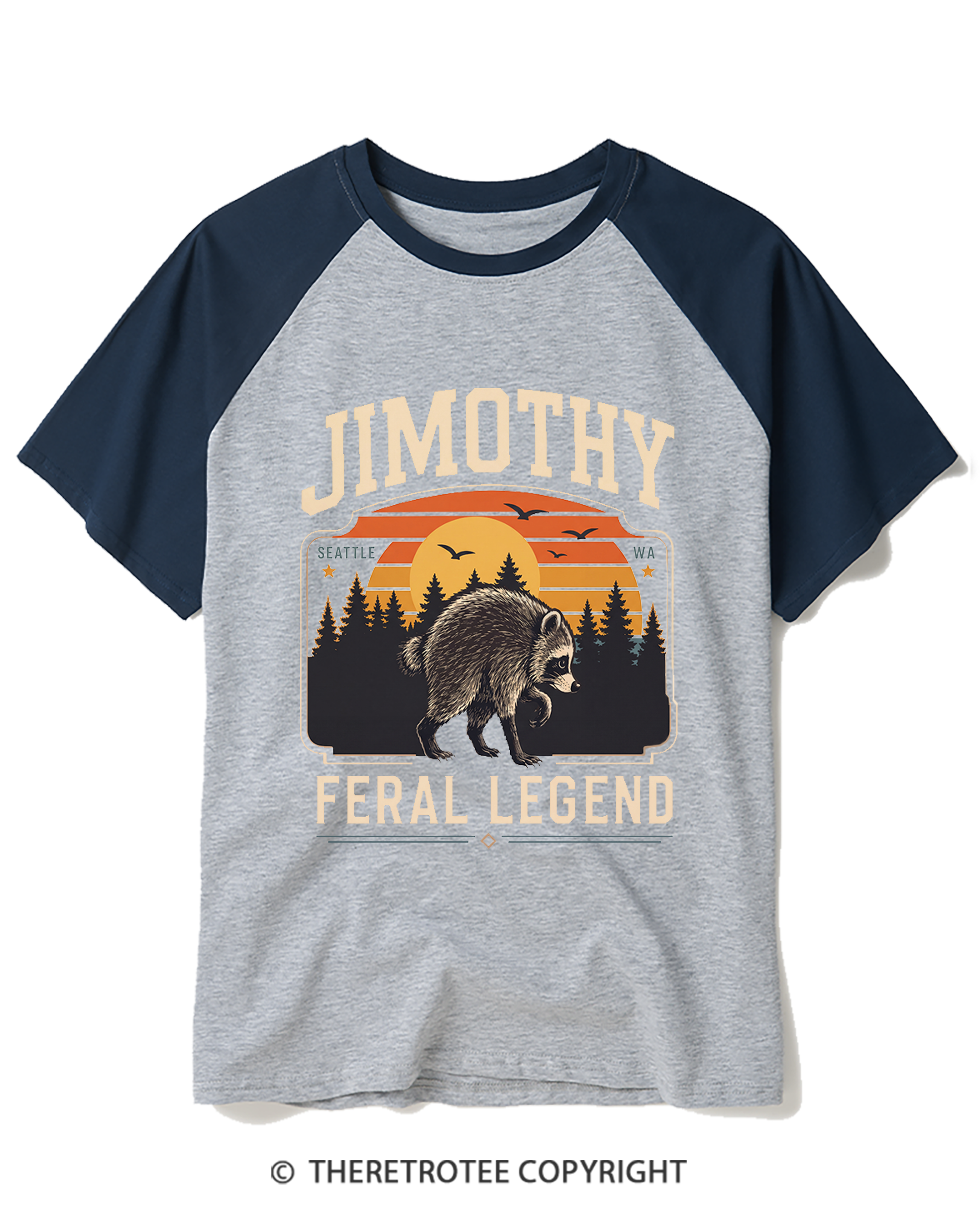 TheRetroTee Short King Jimothy Raglan Baseball T-Shirt