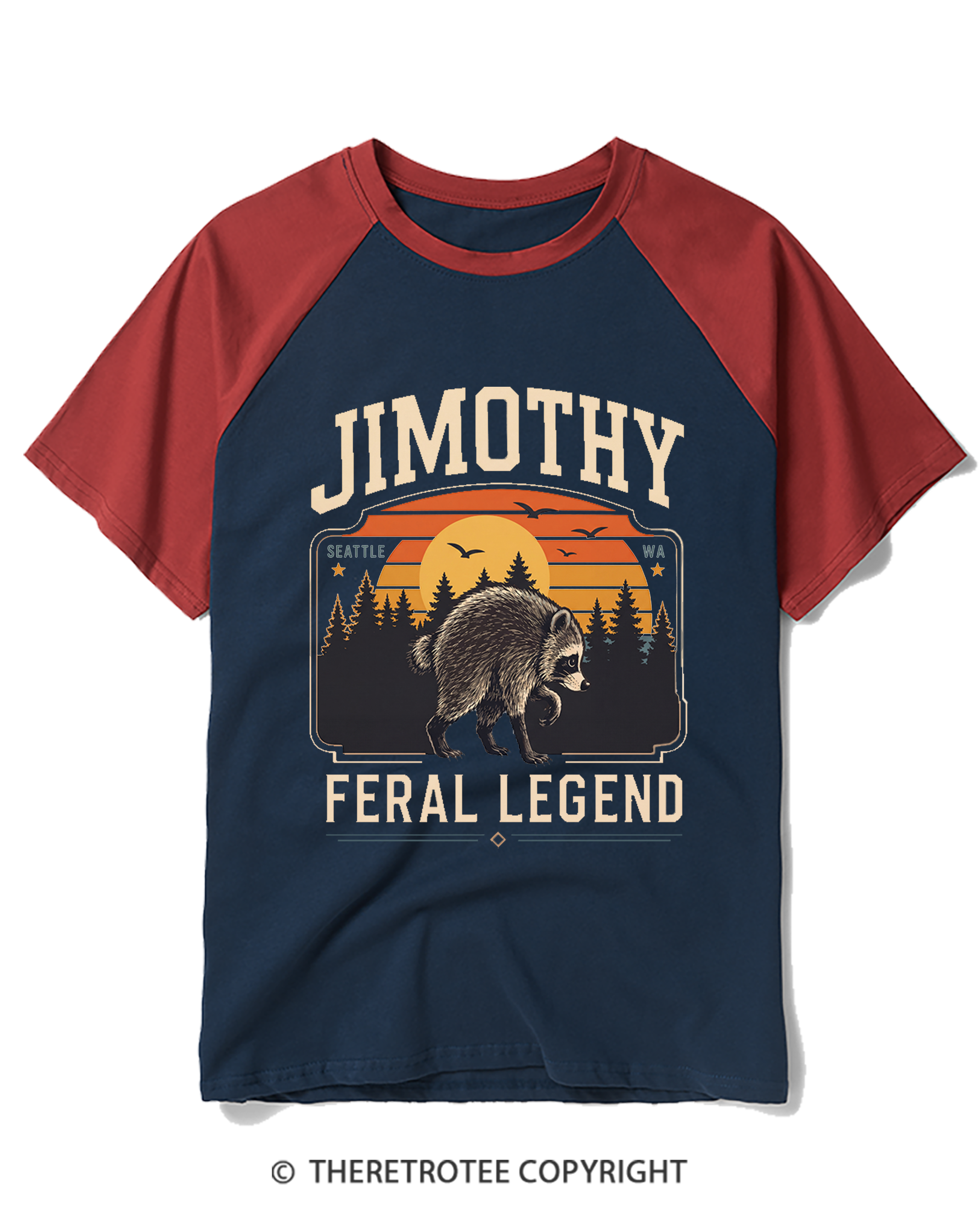 TheRetroTee Short King Jimothy Raglan Baseball T-Shirt