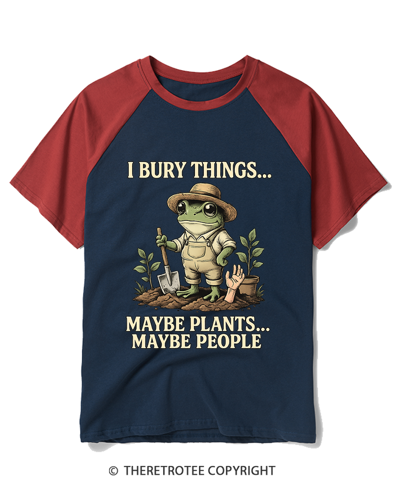 TheRetroTee I Bury Things 1950s Raglan Baseball T-Shirt