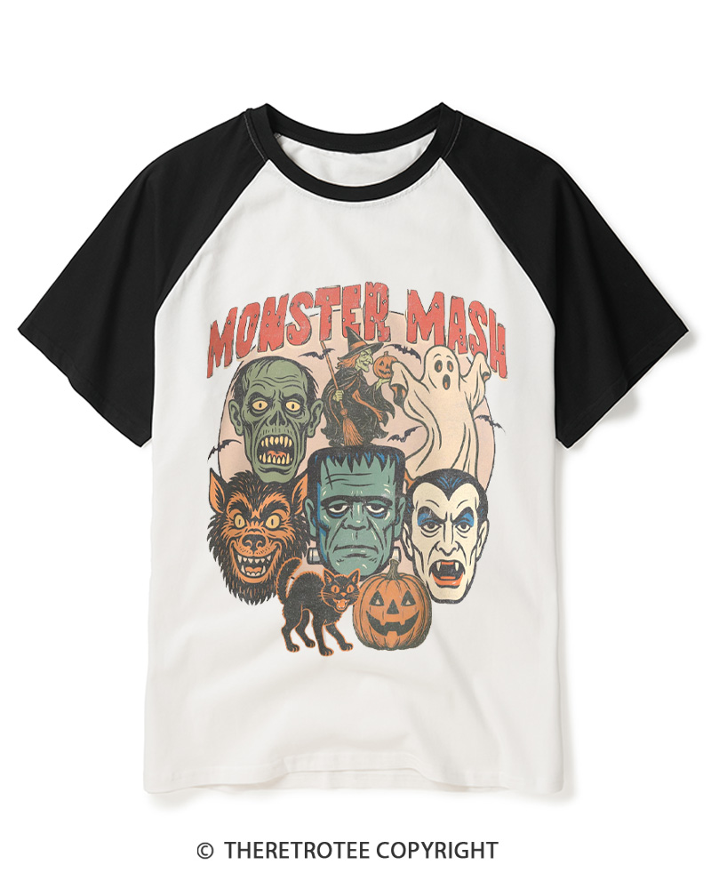 TheRetroTee Retro Halloween Spooky Season 1970s Raglan Baseball T-Shirt