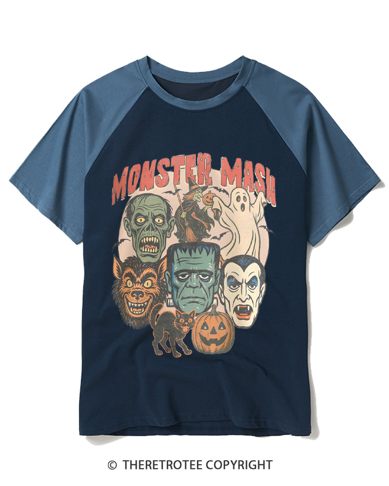 TheRetroTee Retro Halloween Spooky Season 1970s Raglan Baseball T-Shirt