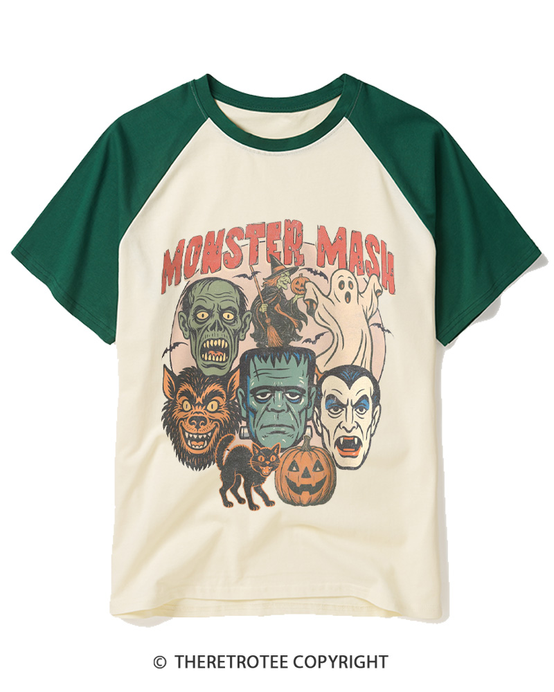 TheRetroTee Retro Halloween Spooky Season 1970s Raglan Baseball T-Shirt