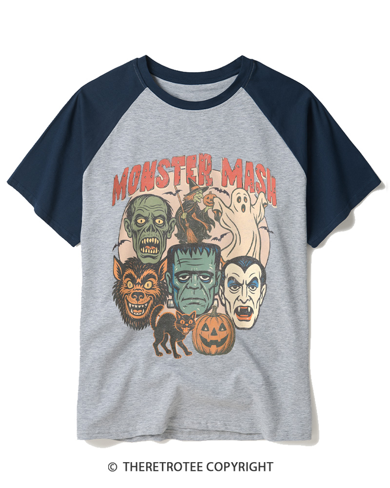 TheRetroTee Retro Halloween Spooky Season 1970s Raglan Baseball T-Shirt