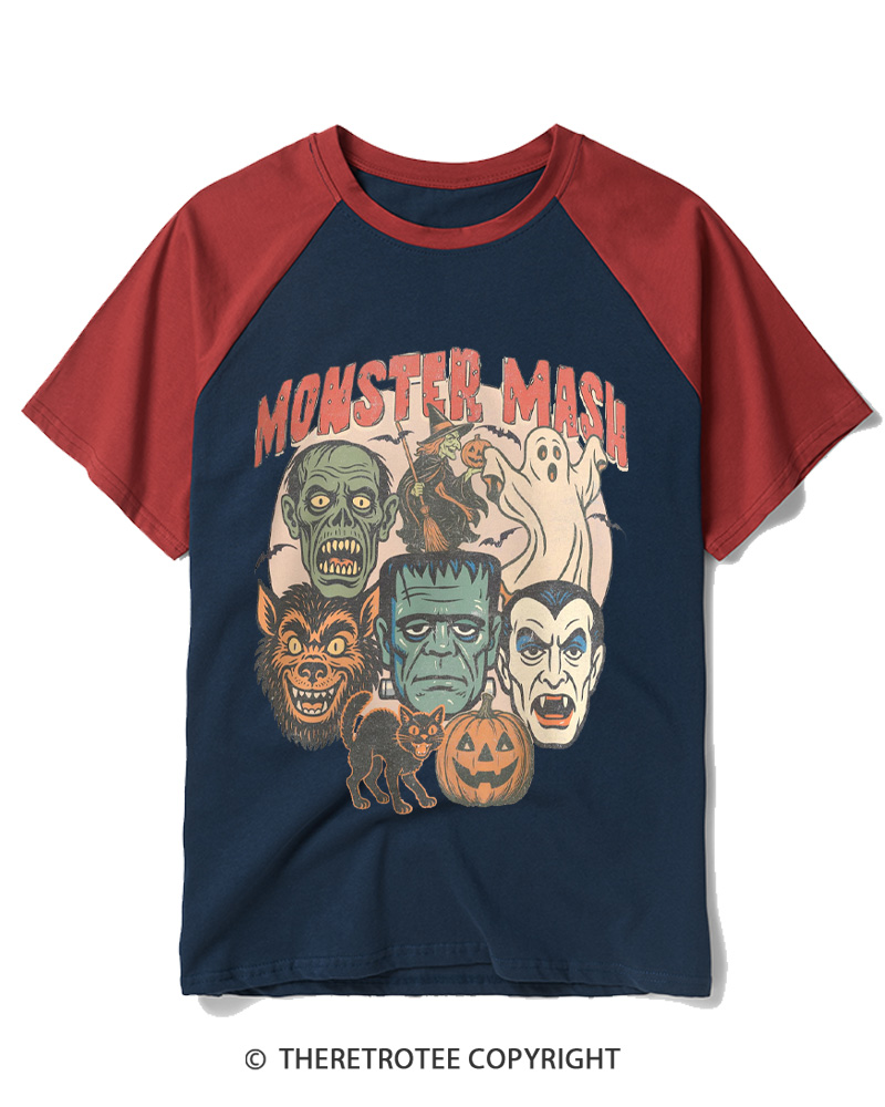 TheRetroTee Retro Halloween Spooky Season 1970s Raglan Baseball T-Shirt