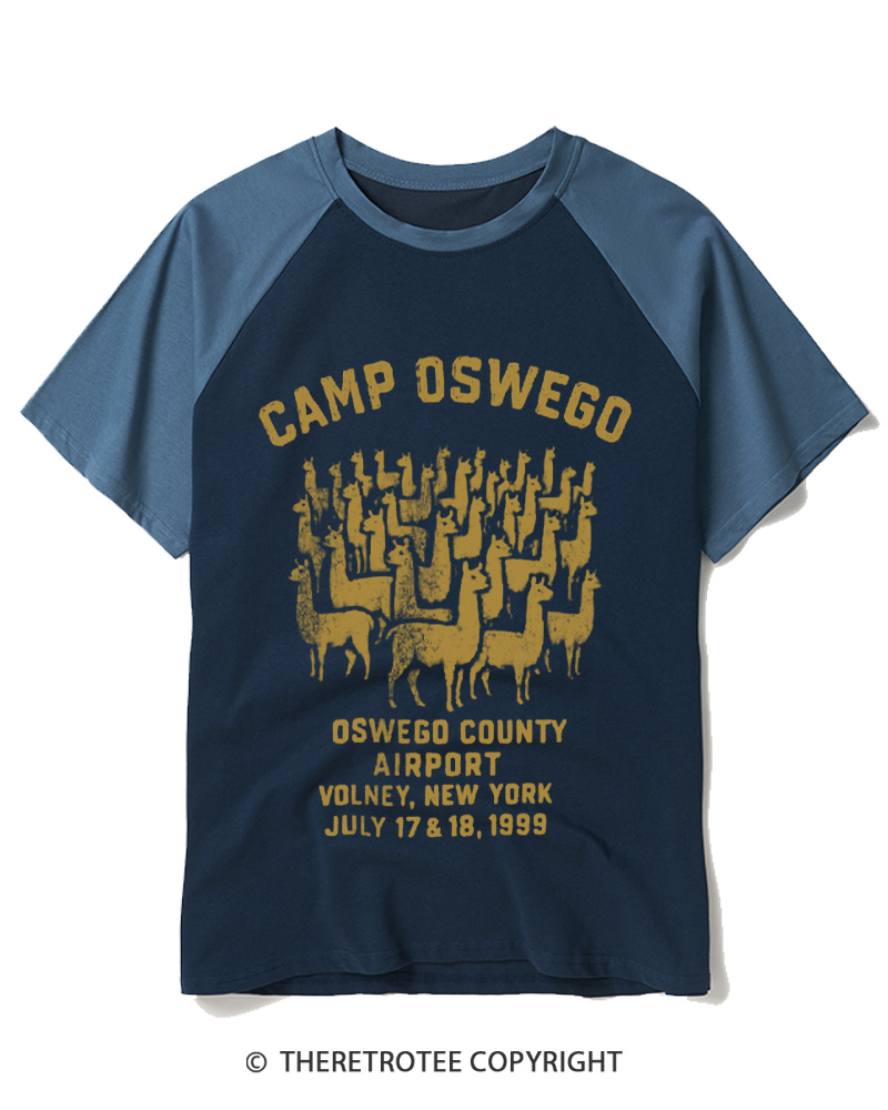 TheRetroTee Camp Oswego Retro 1999 Raglan Baseball T-Shirt