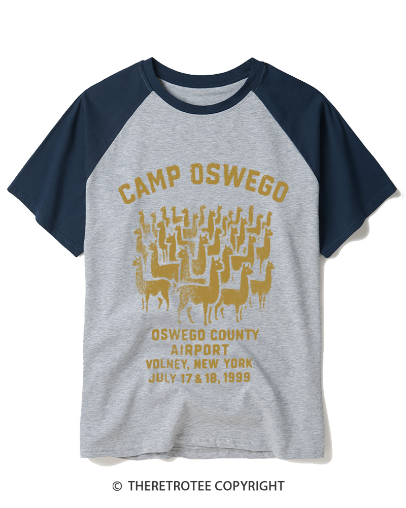 TheRetroTee Camp Oswego Retro 1999 Raglan Baseball T-Shirt