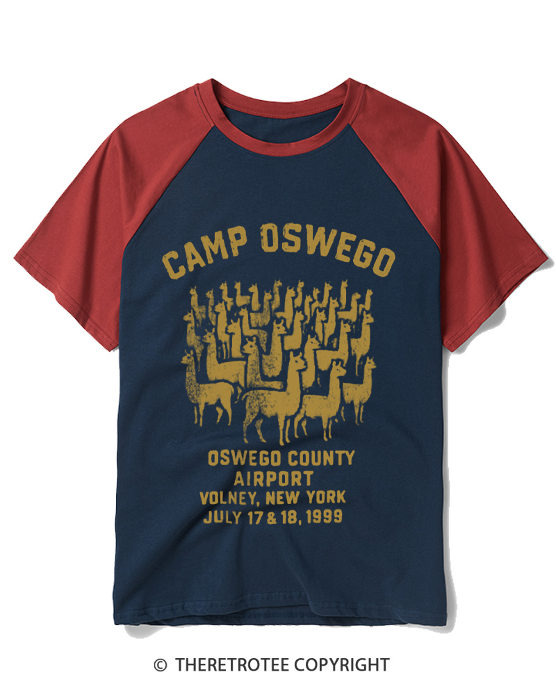 TheRetroTee Camp Oswego Retro 1999 Raglan Baseball T-Shirt