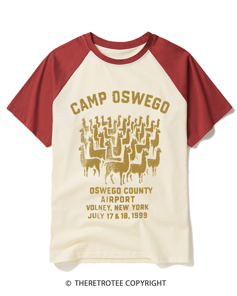 TheRetroTee Camp Oswego Retro 1999 Raglan Baseball T-Shirt