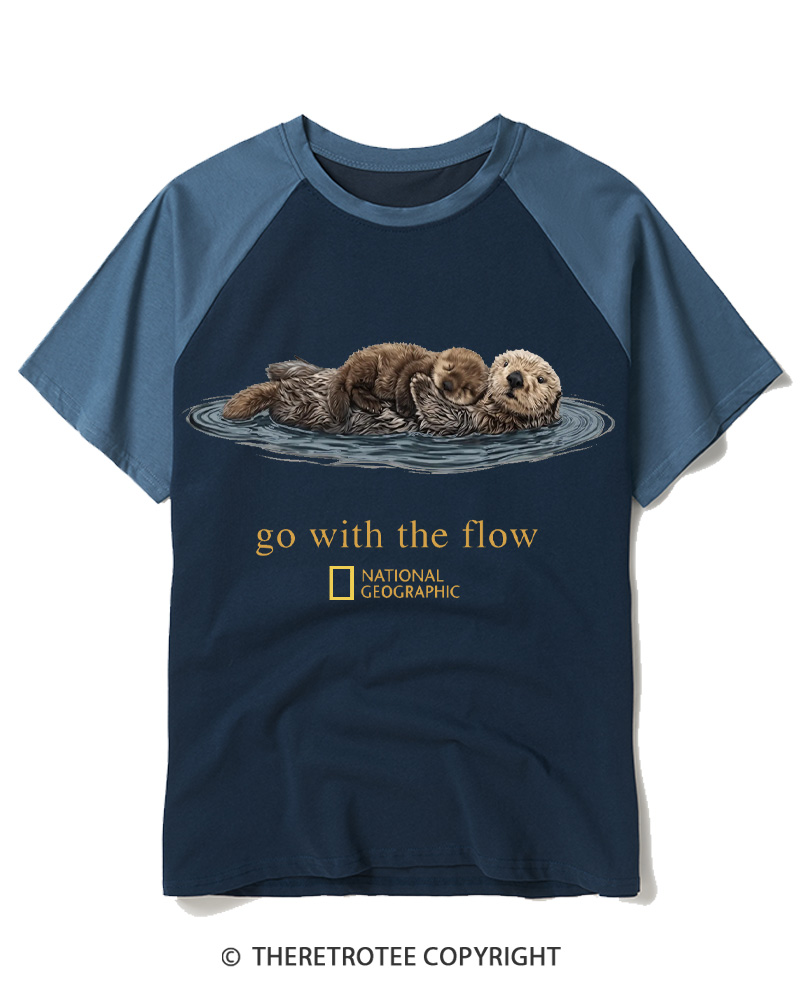 TheRetroTee Go With The Flow 1990s Raglan Baseball T-Shirt
