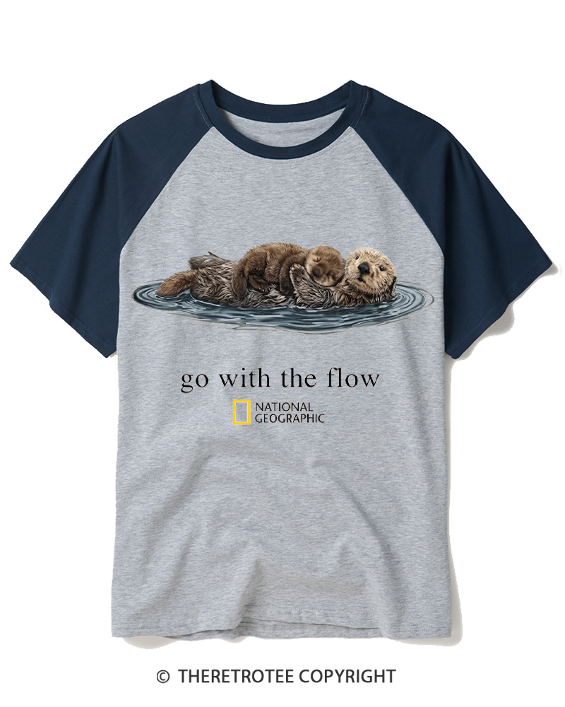 TheRetroTee Go With The Flow 1990s Raglan Baseball T-Shirt