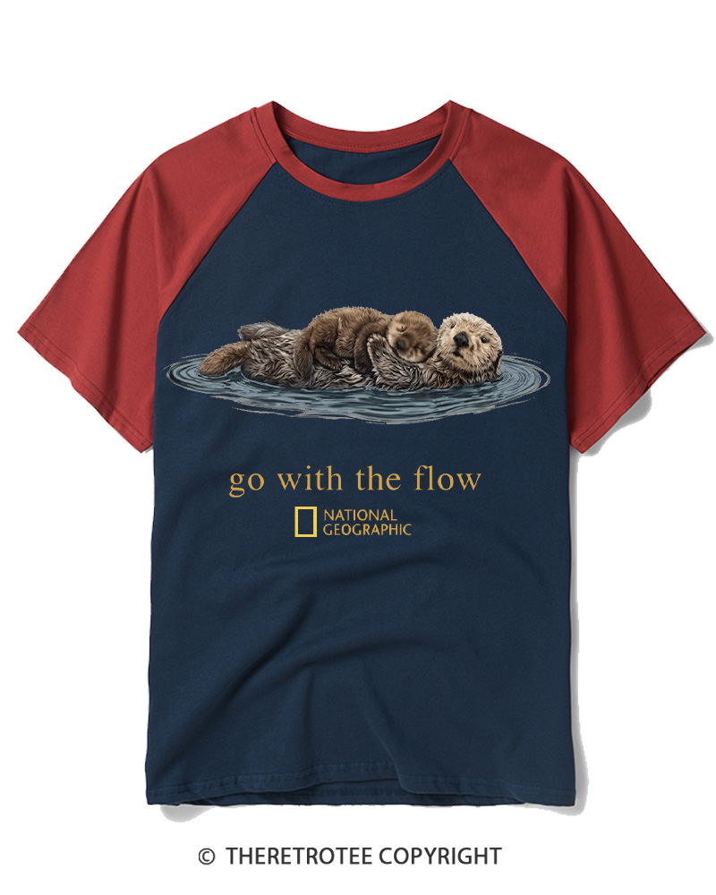 TheRetroTee Go With The Flow 1990s Raglan Baseball T-Shirt