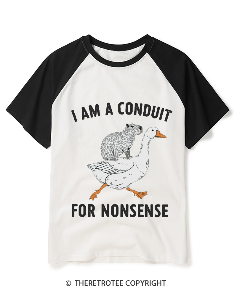 TheRetroTee I Am A Conduit For Nonsense 1990s Raglan Baseball T-Shirt