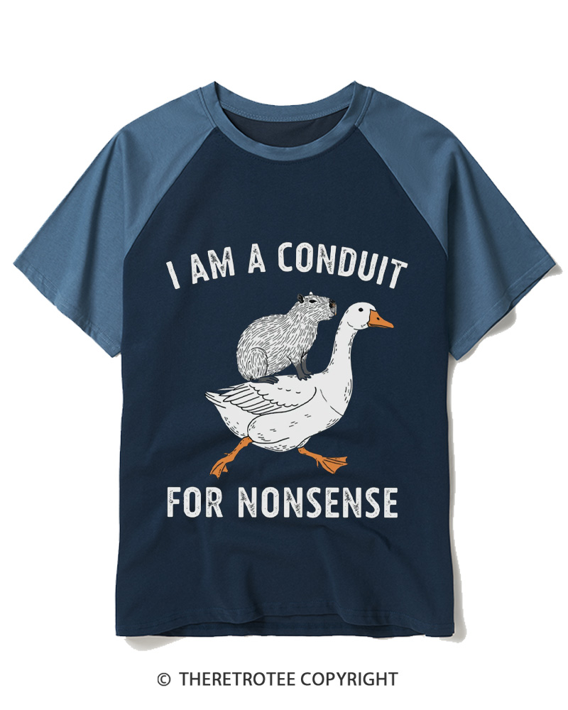 TheRetroTee I Am A Conduit For Nonsense 1990s Raglan Baseball T-Shirt